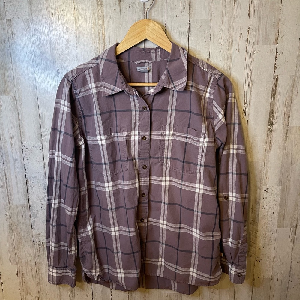 Women’s Carhartt Fairview Plaid Button Up Shirt Size Large